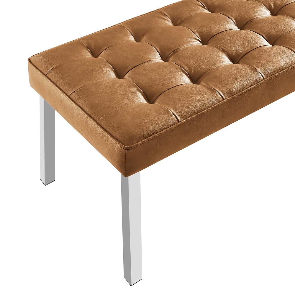Loft Tufted Vegan Leather Bench. Picture 4