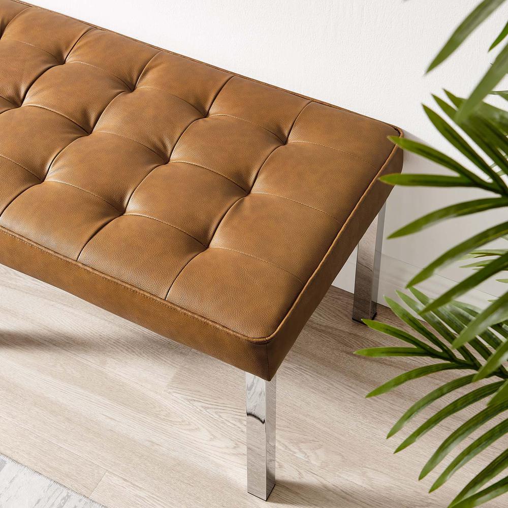 Loft Tufted Vegan Leather Bench. Picture 7