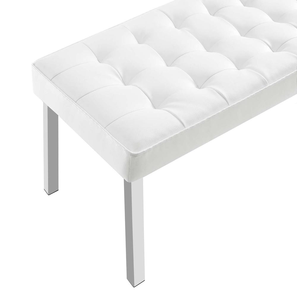 Loft Tufted Vegan Leather Bench. Picture 4