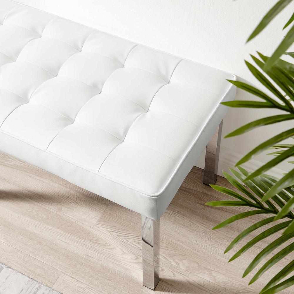 Loft Tufted Vegan Leather Bench. Picture 7