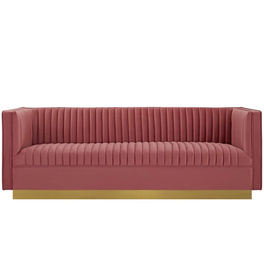 Sanguine Vertical Channel Tufted Performance Velvet Sofa - Dusty Rose EEI-3405-DUS. The main picture.