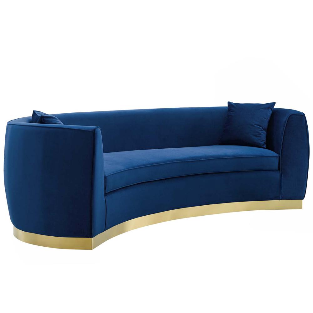 Resolute Curved Performance Velvet Sofa. Picture 2