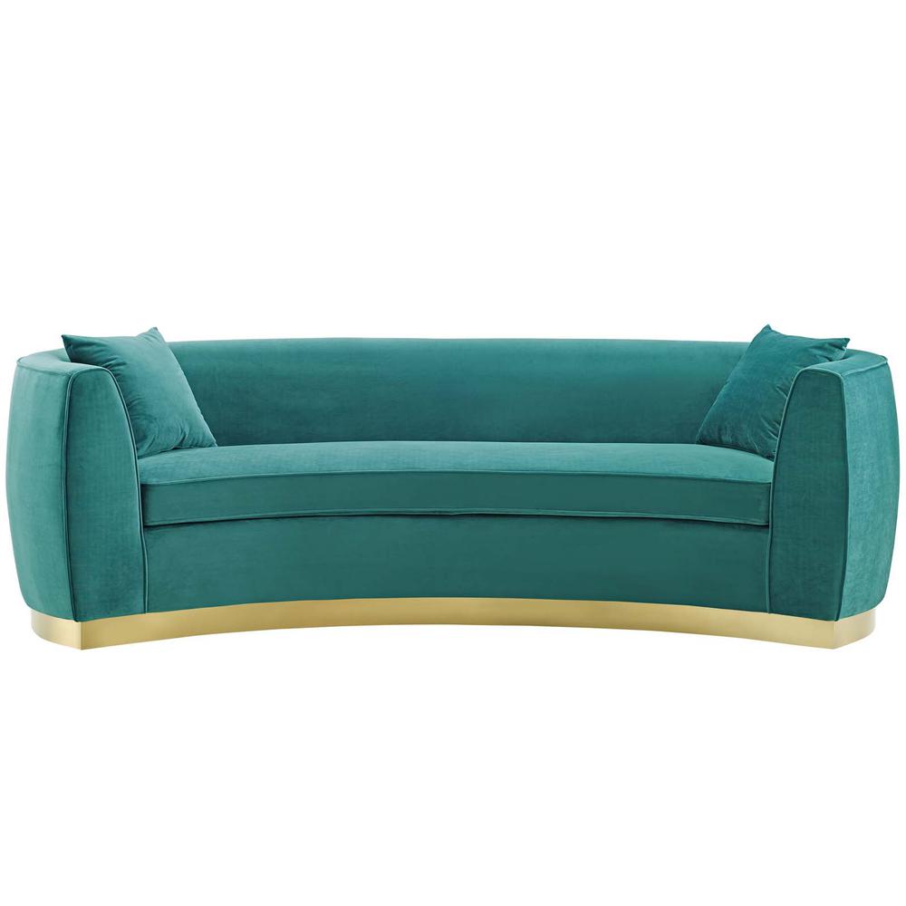 Resolute Curved Performance Velvet Sofa. Picture 1