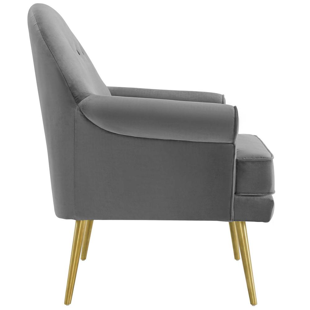 Revive Tufted Button Accent Performance Velvet Armchair - Gray EEI-3412-GRY. Picture 2