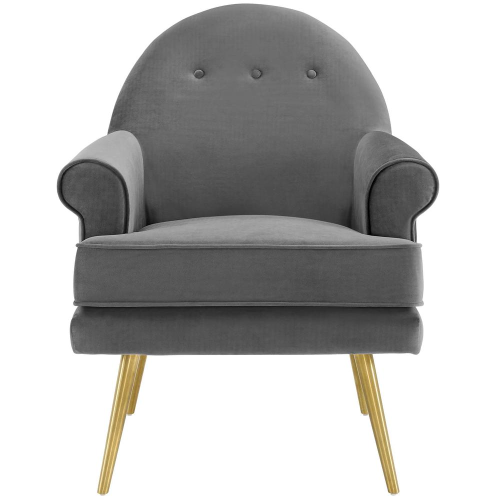 Revive Tufted Button Accent Performance Velvet Armchair - Gray EEI-3412-GRY. Picture 4