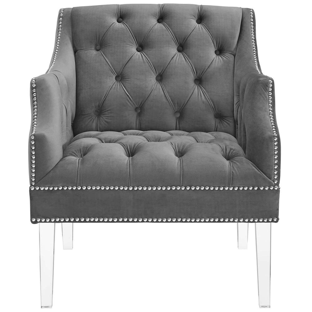 Proverbial Tufted Button Accent Performance Velvet Armchair. Picture 4