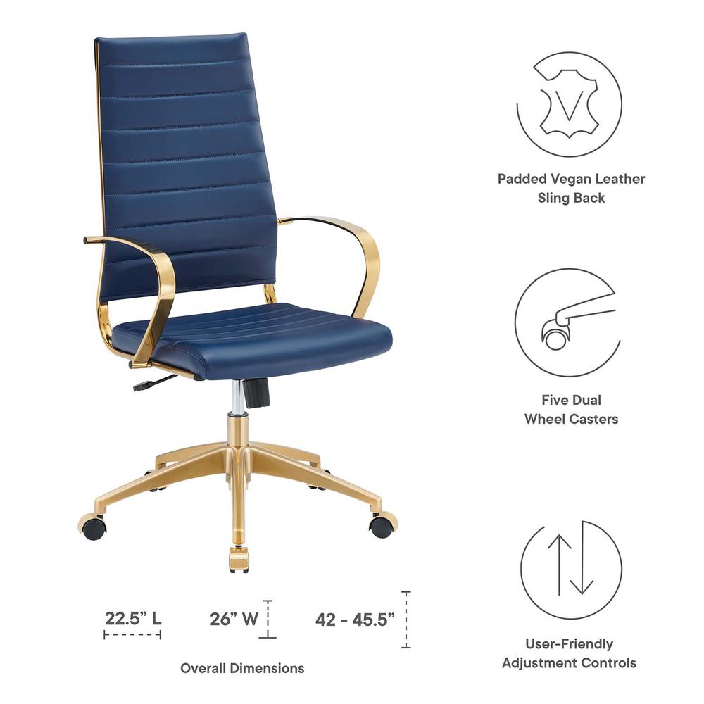 Jive Gold Stainless Steel Highback Office Chair - Gold Navy EEI-3417-GLD-NAV. Picture 7