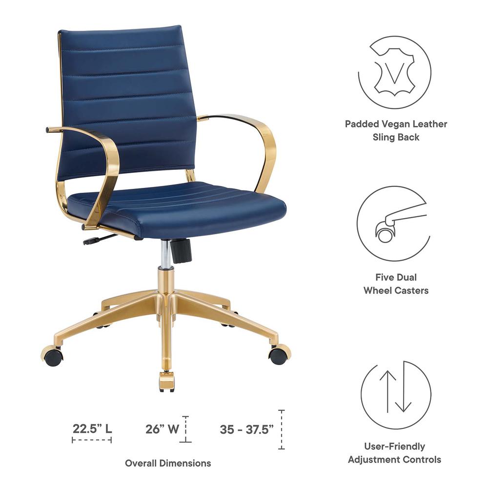 Jive Gold Stainless Steel Midback Office Chair - Gold Navy EEI-3418-GLD-NAV. Picture 7