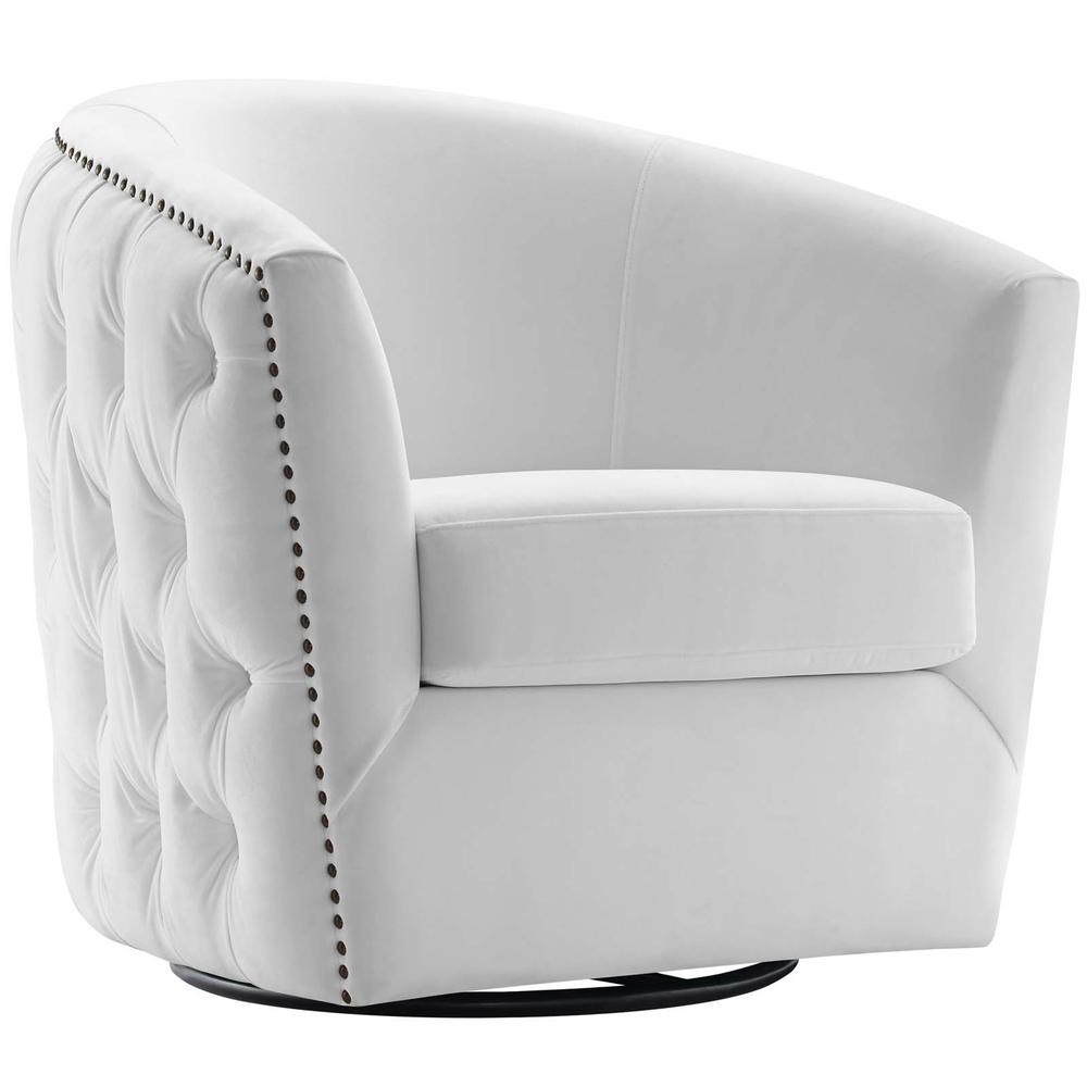 Rogue Swivel Performance Velvet Armchair - White EEI-3434-WHI. The main picture.