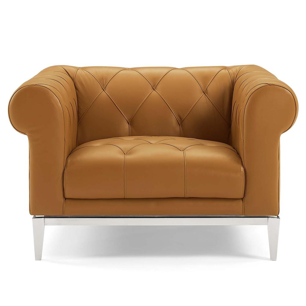 Idyll Tufted Button Upholstered Leather Chesterfield Armchair. Picture 4