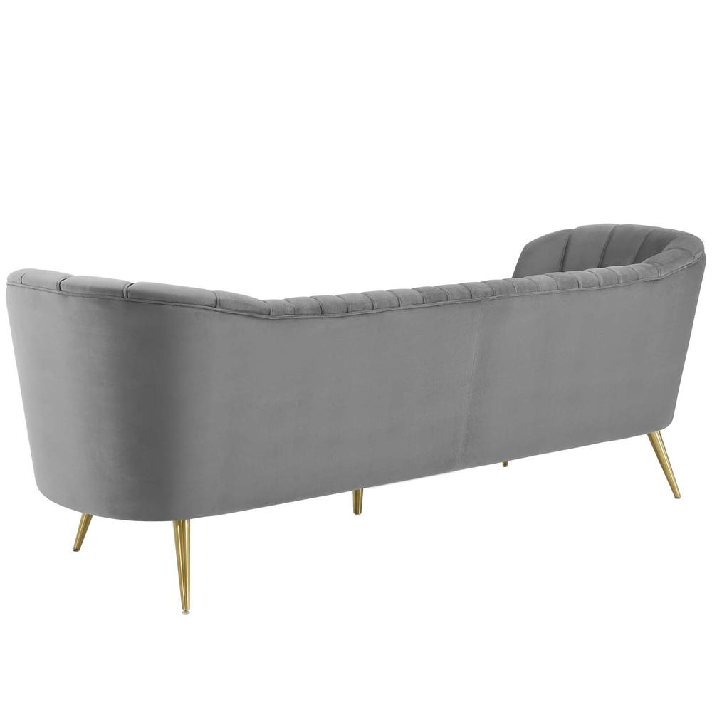 Opportunity Vertical Channel Tufted Curved Performance Velvet Sofa - Gray EEI-3453-GRY. Picture 3