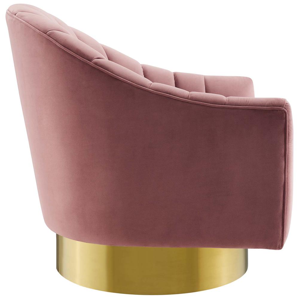 Buoyant Vertical Channel Tufted Accent Lounge Performance Velvet Swivel Chair - Dusty Rose EEI-3459-DUS. Picture 2