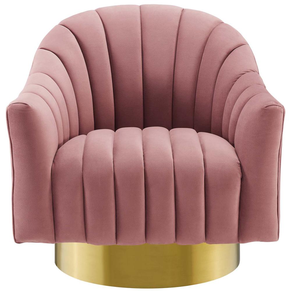Buoyant Vertical Channel Tufted Accent Lounge Performance Velvet Swivel Chair - Dusty Rose EEI-3459-DUS. Picture 4