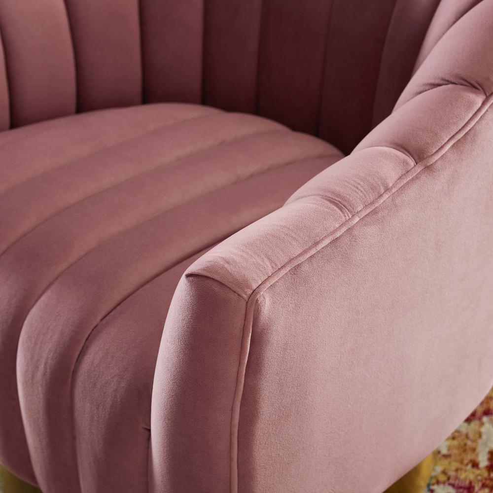 Buoyant Vertical Channel Tufted Accent Lounge Performance Velvet Swivel Chair - Dusty Rose EEI-3459-DUS. Picture 5