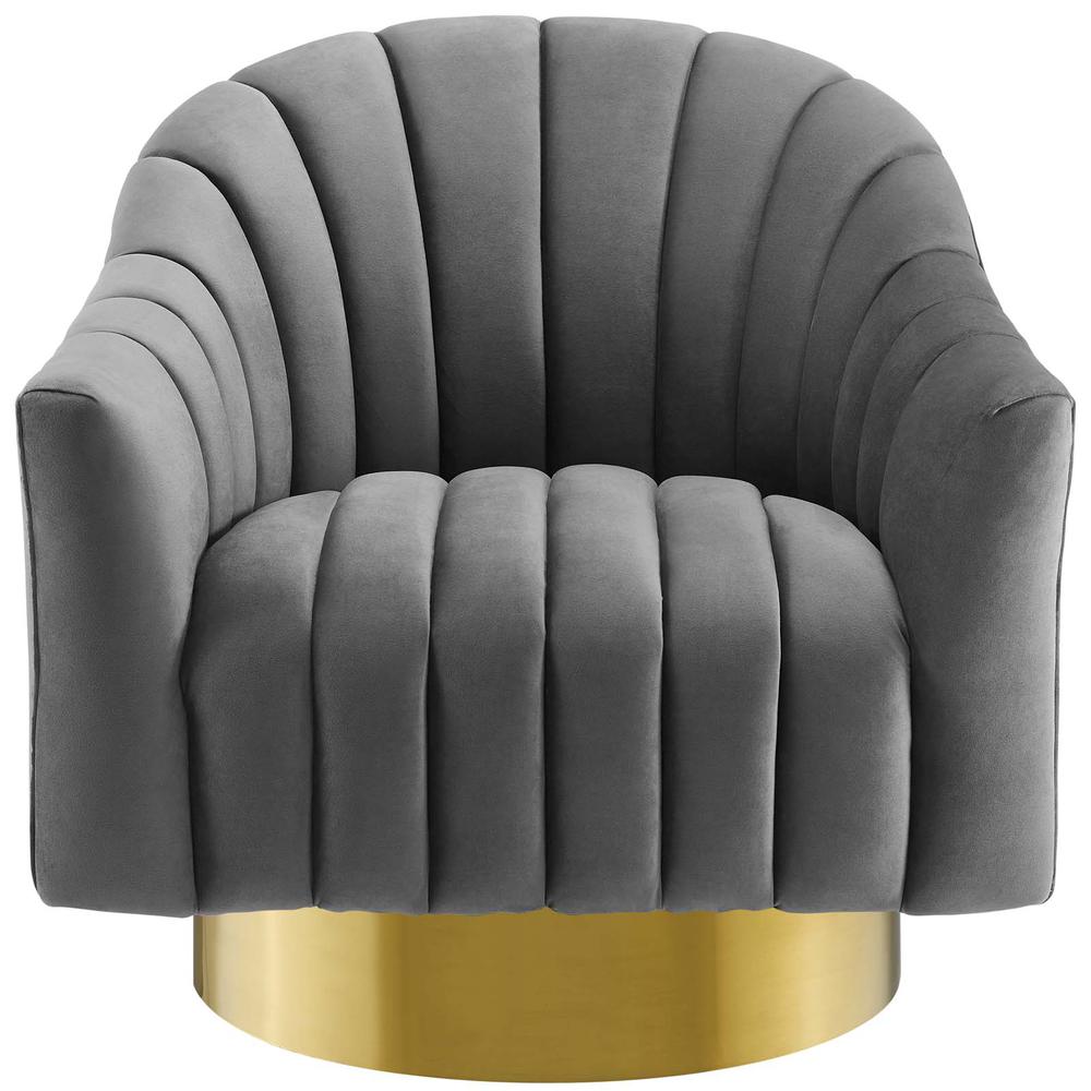 Buoyant Vertical Channel Tufted Accent Lounge Performance Velvet Swivel Chair. Picture 4