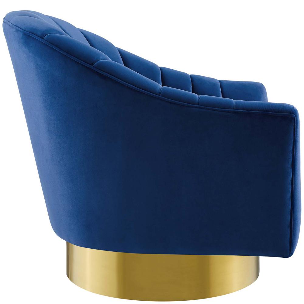 Buoyant Vertical Channel Tufted Accent Lounge Performance Velvet Swivel Chair - Navy EEI-3459-NAV. Picture 2