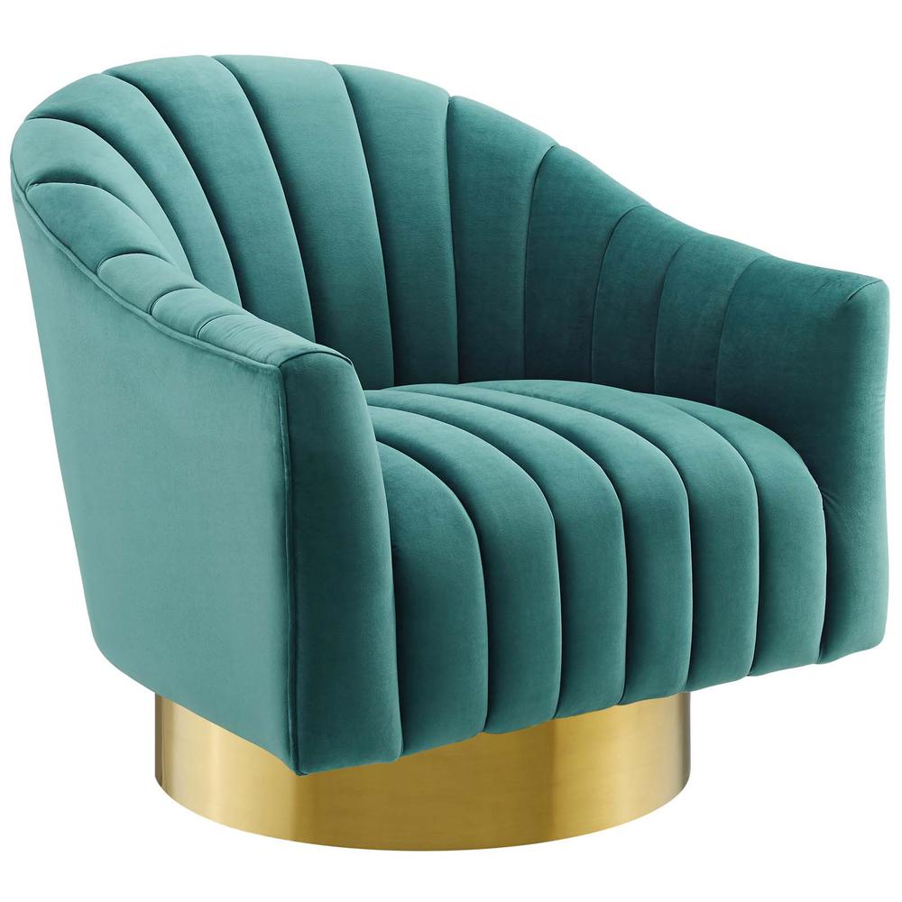 Buoyant Vertical Channel Tufted Accent Lounge Performance Velvet Swivel Chair. Picture 1