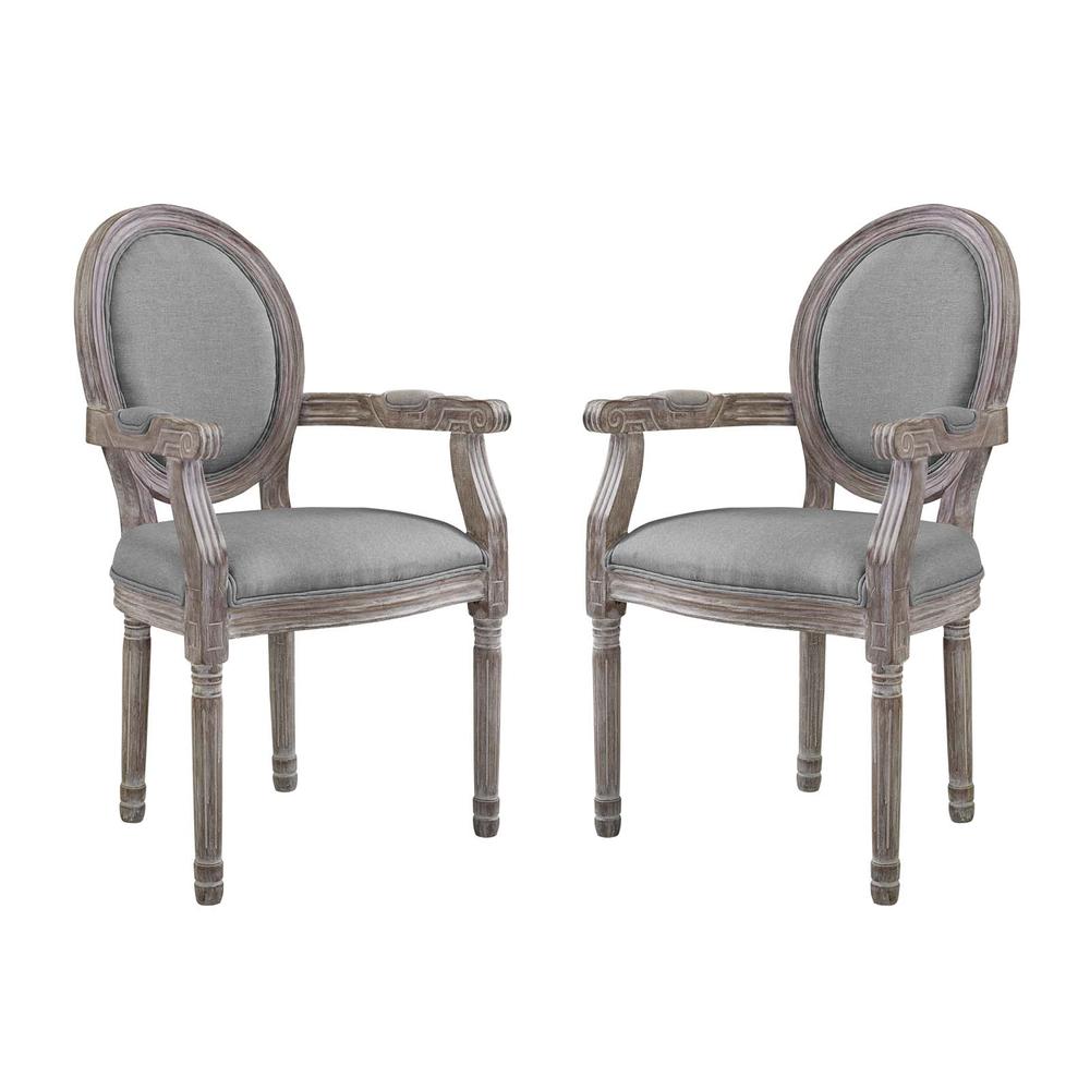 Emanate Dining Armchair Upholstered Fabric Set of 2 - Light Gray EEI-3465-LGR. The main picture.