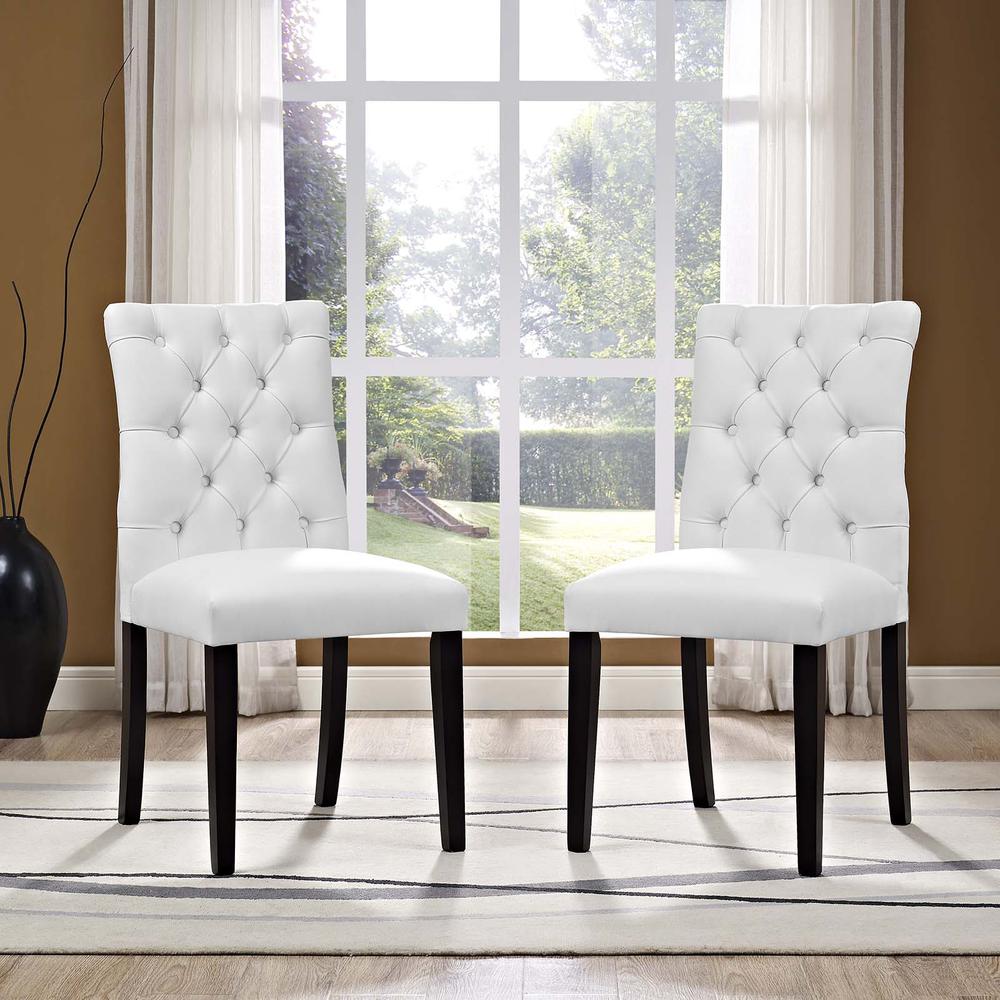 Duchess Dining Chair Vinyl Set of 2 - White EEI-3472-WHI. Picture 5