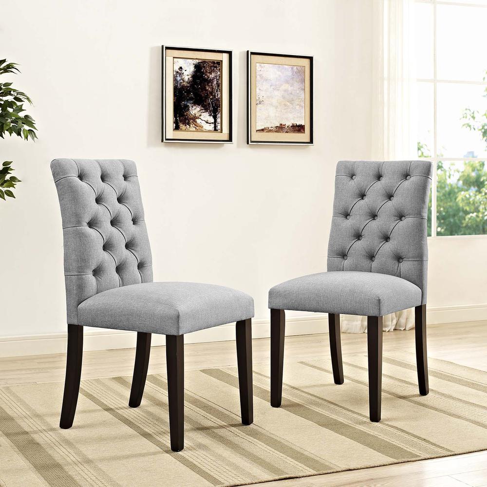 Duchess Dining Chair Fabric Set of 2 - Light Gray EEI-3474-LGR. Picture 5