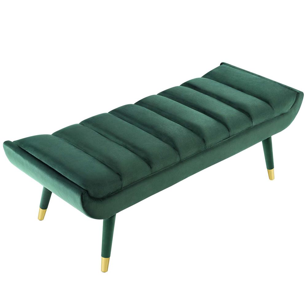 Guess Channel Tufted Performance Velvet Accent Bench. Picture 2