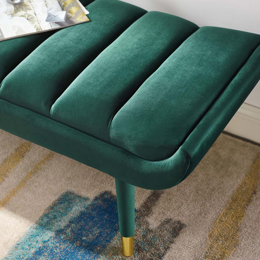 Guess Channel Tufted Performance Velvet Accent Bench. Picture 6