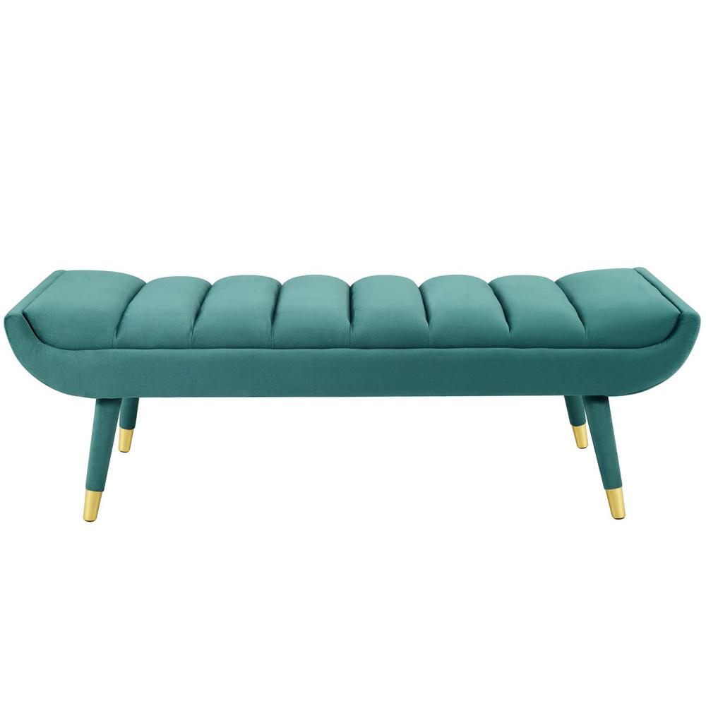 Guess Channel Tufted Performance Velvet Accent Bench. Picture 4