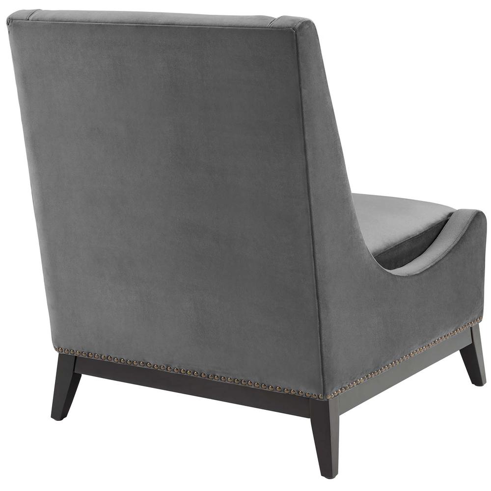 Confident Accent Upholstered Performance Velvet Lounge Chair - Gray EEI-3488-GRY. Picture 3