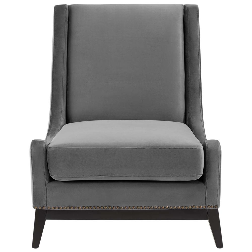 Confident Accent Upholstered Performance Velvet Lounge Chair - Gray EEI-3488-GRY. Picture 4
