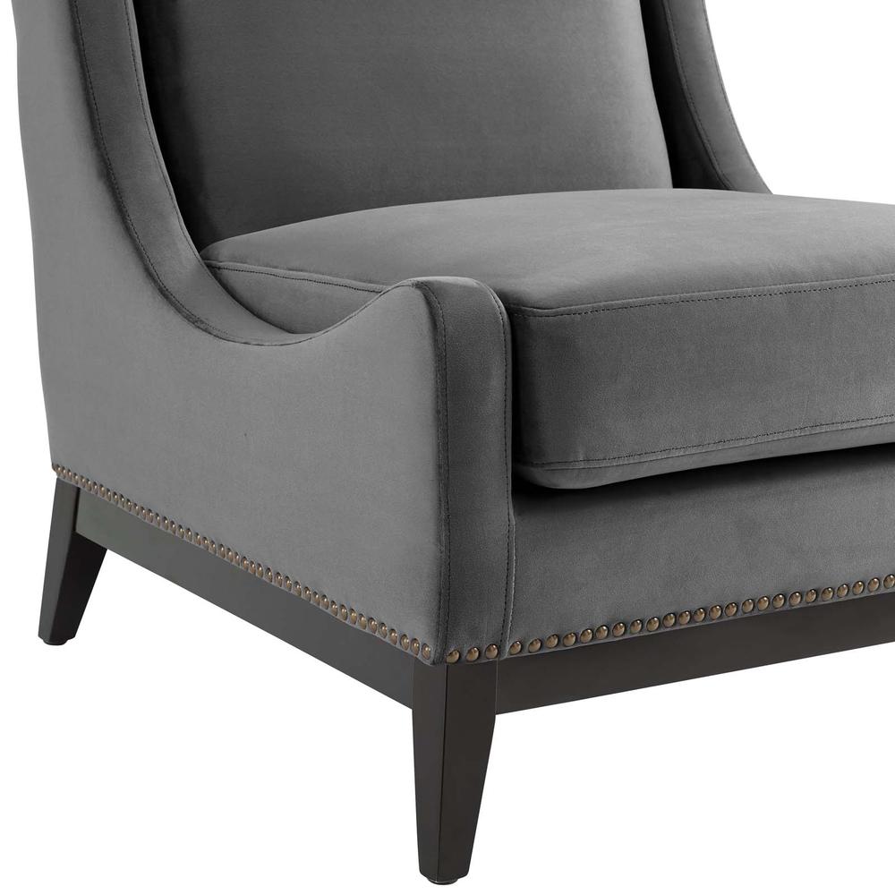Confident Accent Upholstered Performance Velvet Lounge Chair - Gray EEI-3488-GRY. Picture 5