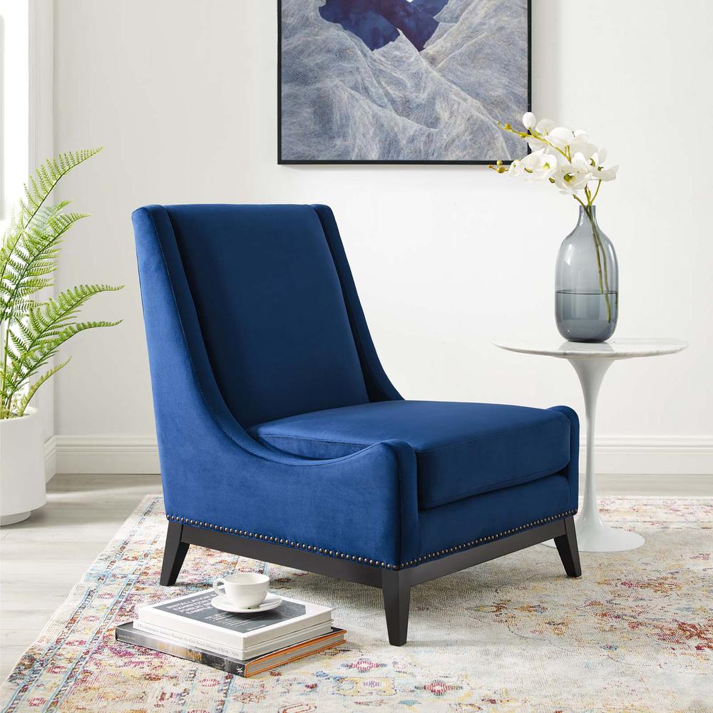 Confident Accent Upholstered Performance Velvet Lounge Chair. Picture 7