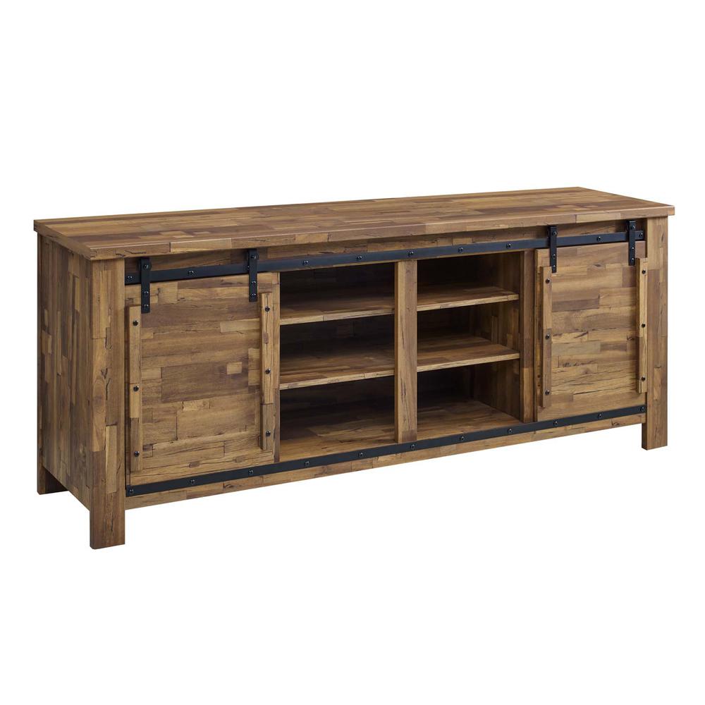 Cheshire 71" Rustic Sliding Door TV Stand. Picture 1