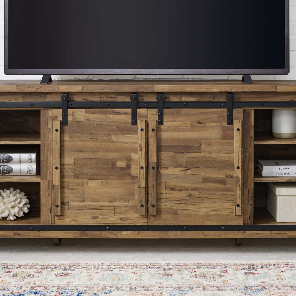 Cheshire 71" Rustic Sliding Door TV Stand. Picture 6