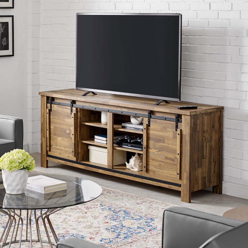 Cheshire 71" Rustic Sliding Door TV Stand. Picture 8
