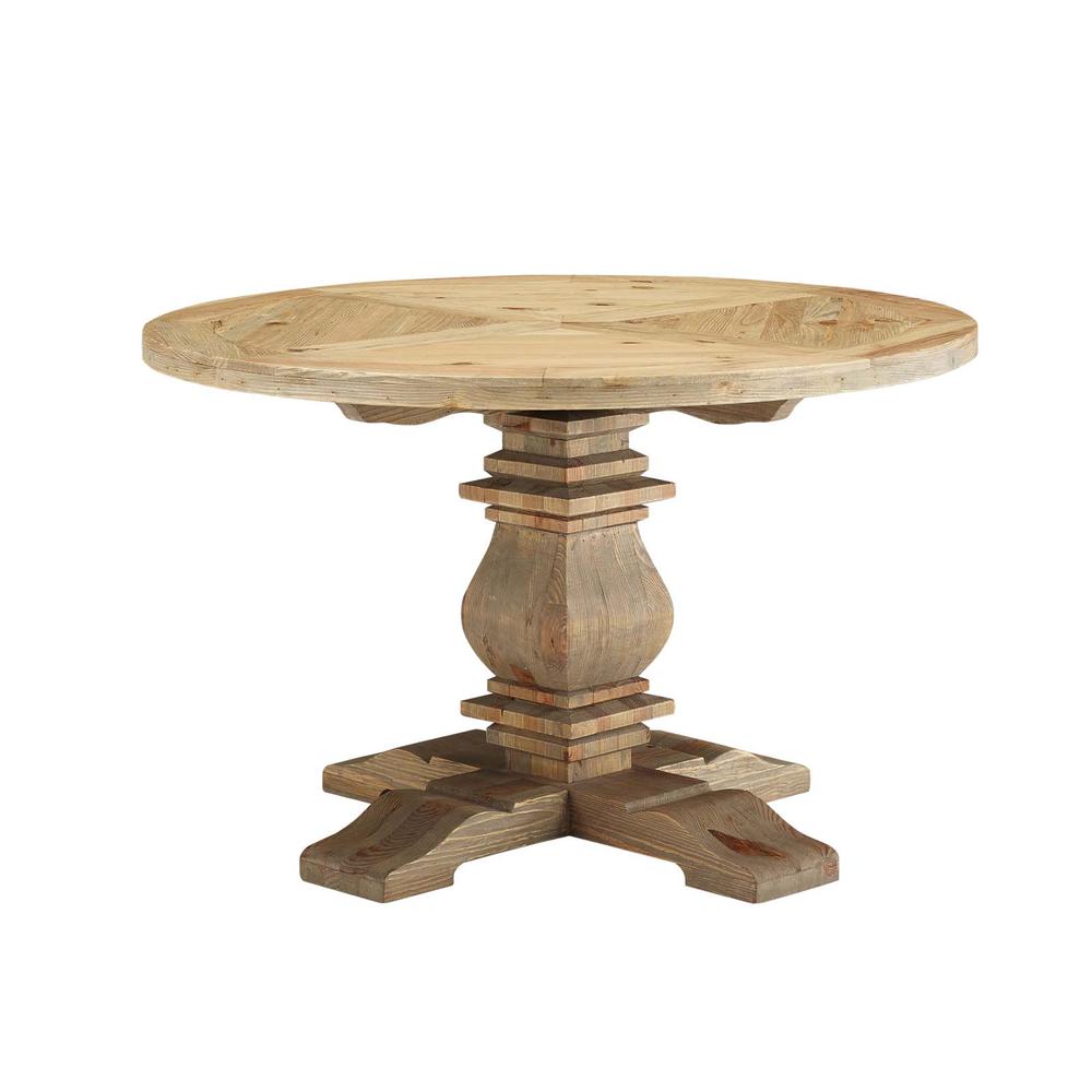 Column 47" Round Pine Wood Dining Table. Picture 1