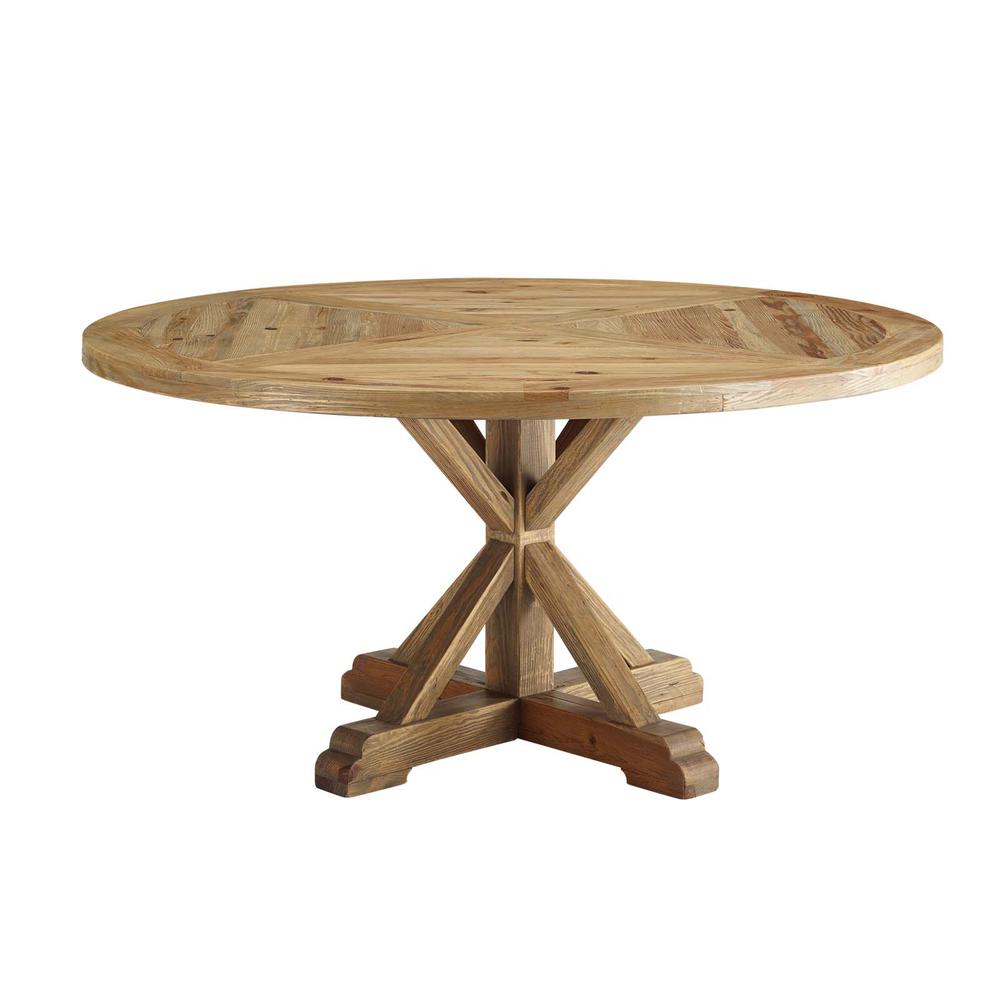 Stitch 59" Round Pine Wood Dining Table. Picture 1