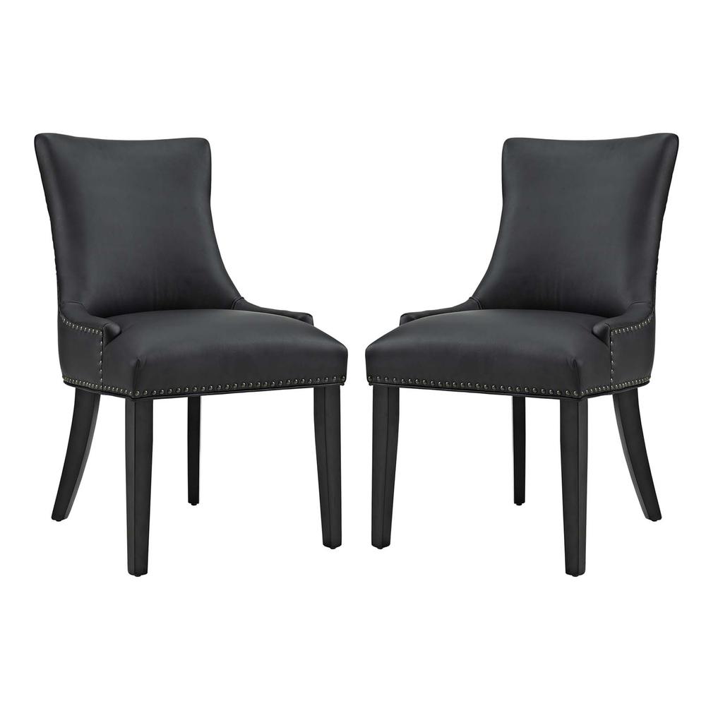 Marquis Dining Chair Faux Leather Set of 2 - Black EEI-3498-BLK. Picture 1