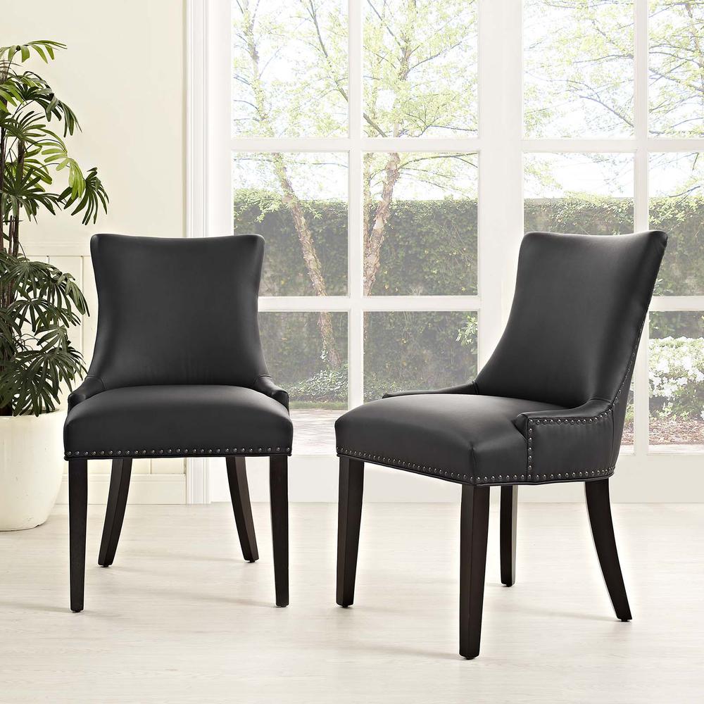 Marquis Dining Chair Faux Leather Set of 2 - Black EEI-3498-BLK. Picture 5