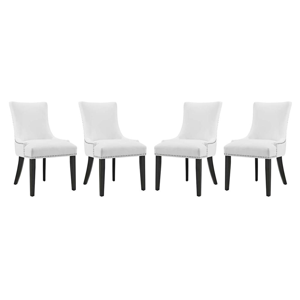 Marquis Dining Chair Faux Leather Set of 4 - White EEI-3499-WHI. Picture 1
