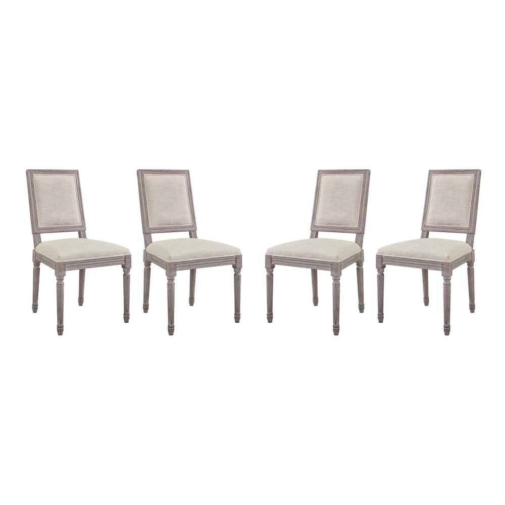 Court Dining Side Chair Upholstered Fabric Set of 4 - Beige EEI-3501-BEI. Picture 1