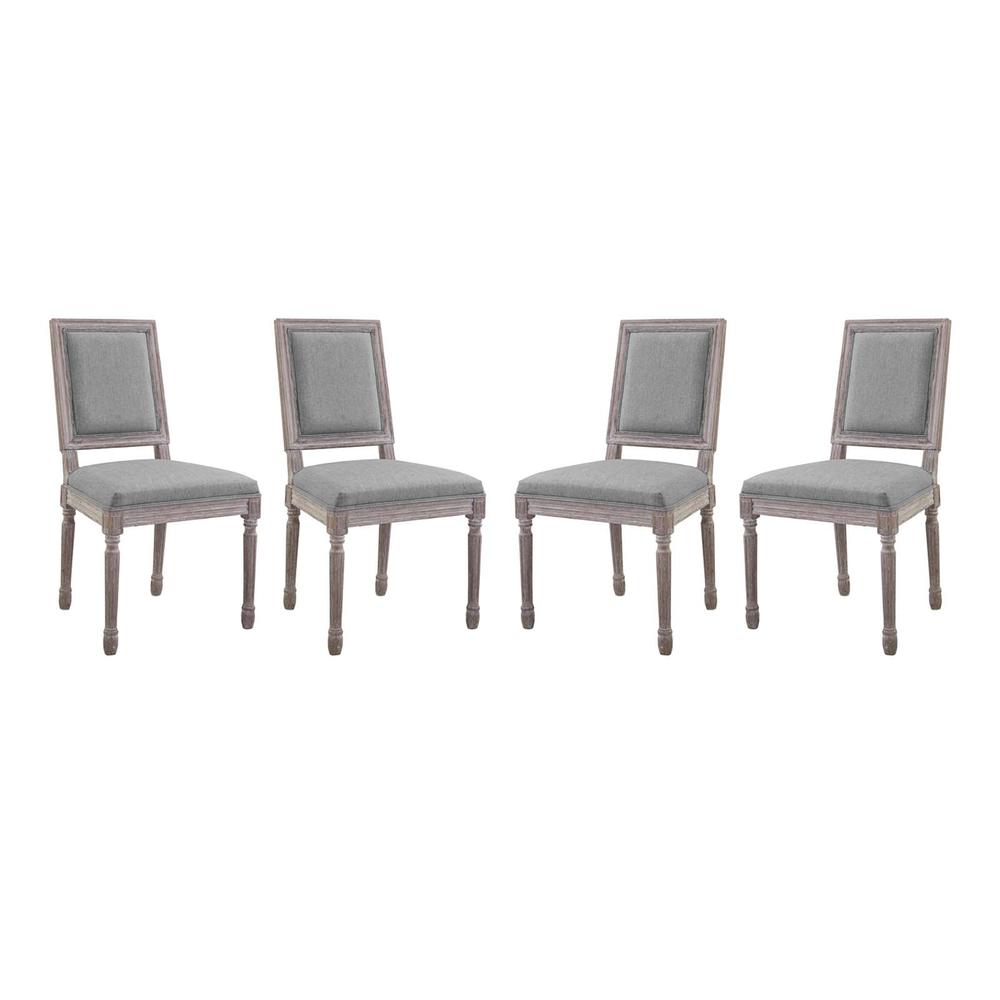 Court Dining Side Chair Upholstered Fabric Set of 4 - Light Gray EEI-3501-LGR. Picture 1