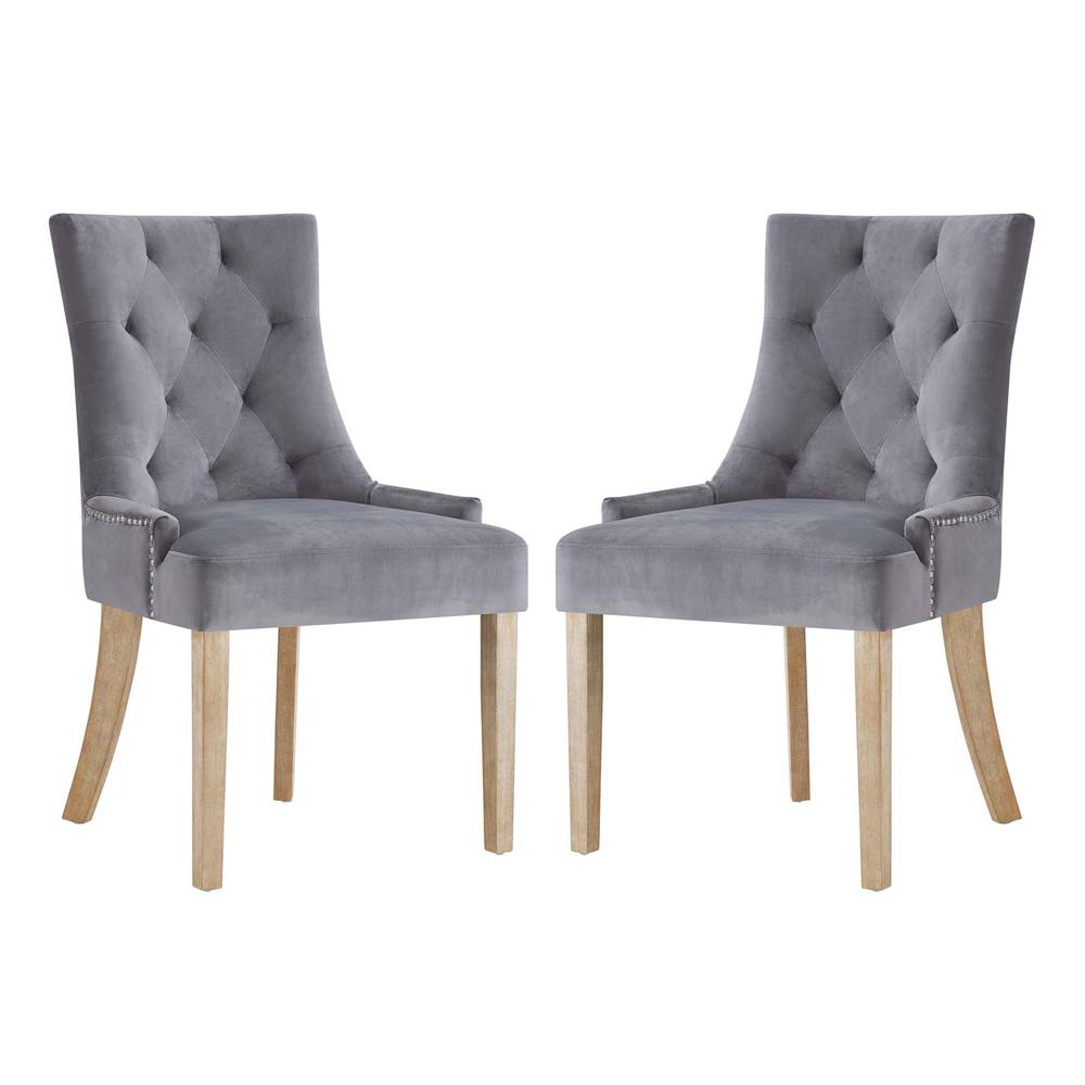 Pose Dining Chair Performance Velvet Set of 2 - Gray EEI-3504-GRY. Picture 1