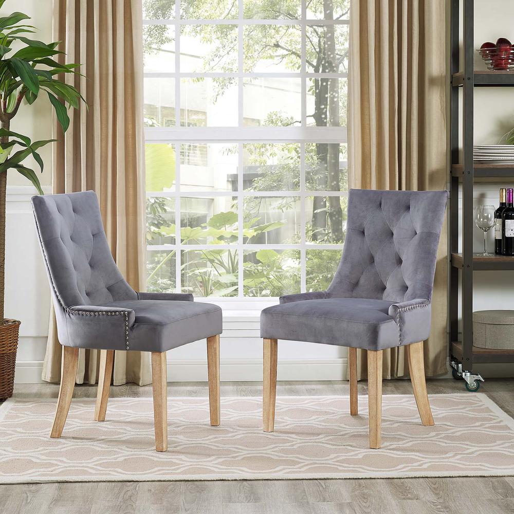 Pose Dining Chair Performance Velvet Set of 2 - Gray EEI-3504-GRY. Picture 5