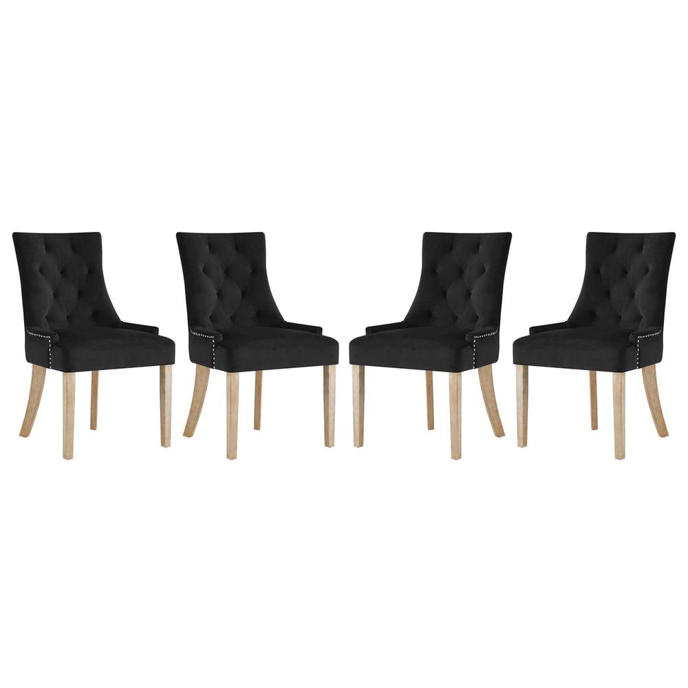 Pose Dining Chair Performance Velvet Set of 4 - Black EEI-3505-BLK. Picture 1