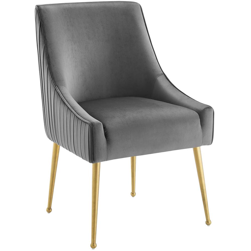 Discern Pleated Back Upholstered Performance Velvet Dining Chair. Picture 1