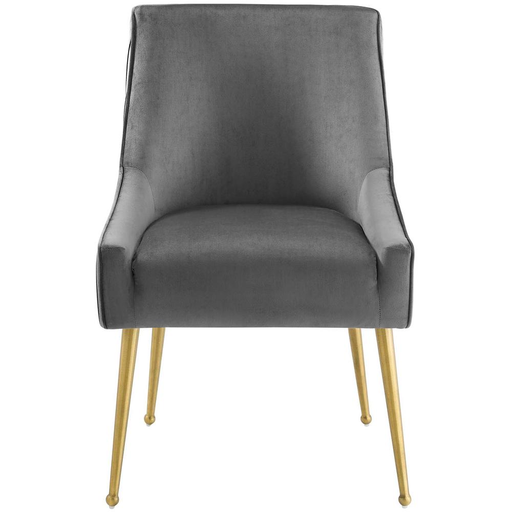 Discern Pleated Back Upholstered Performance Velvet Dining Chair. Picture 4