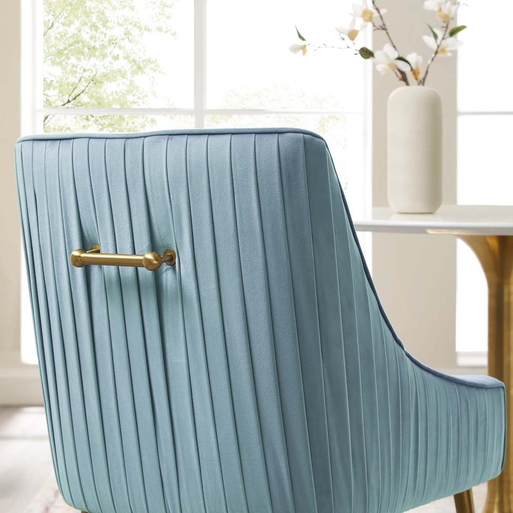 Discern Pleated Back Upholstered Performance Velvet Dining Chair - Light Blue EEI-3509-LBU. Picture 5