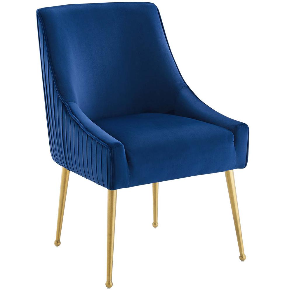 Discern Pleated Back Upholstered Performance Velvet Dining Chair. Picture 1