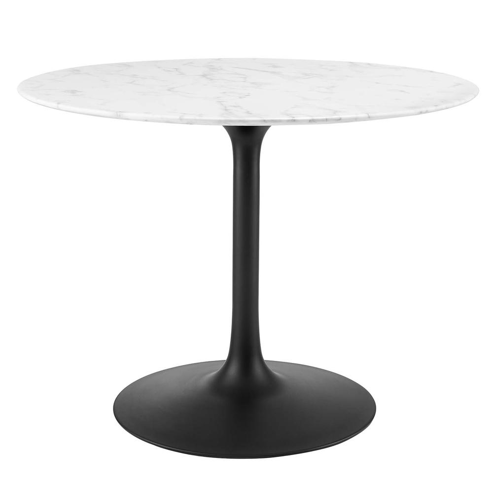 Lippa 40" Round Artificial Marble Dining Table - Black White EEI-3526-BLK-WHI. The main picture.