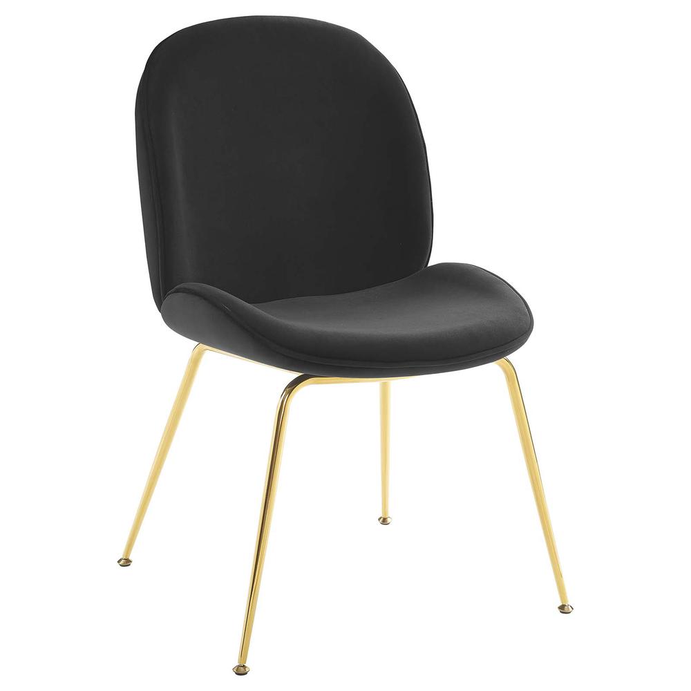 Scoop Gold Stainless Steel Leg Performance Velvet Dining Chair. Picture 1